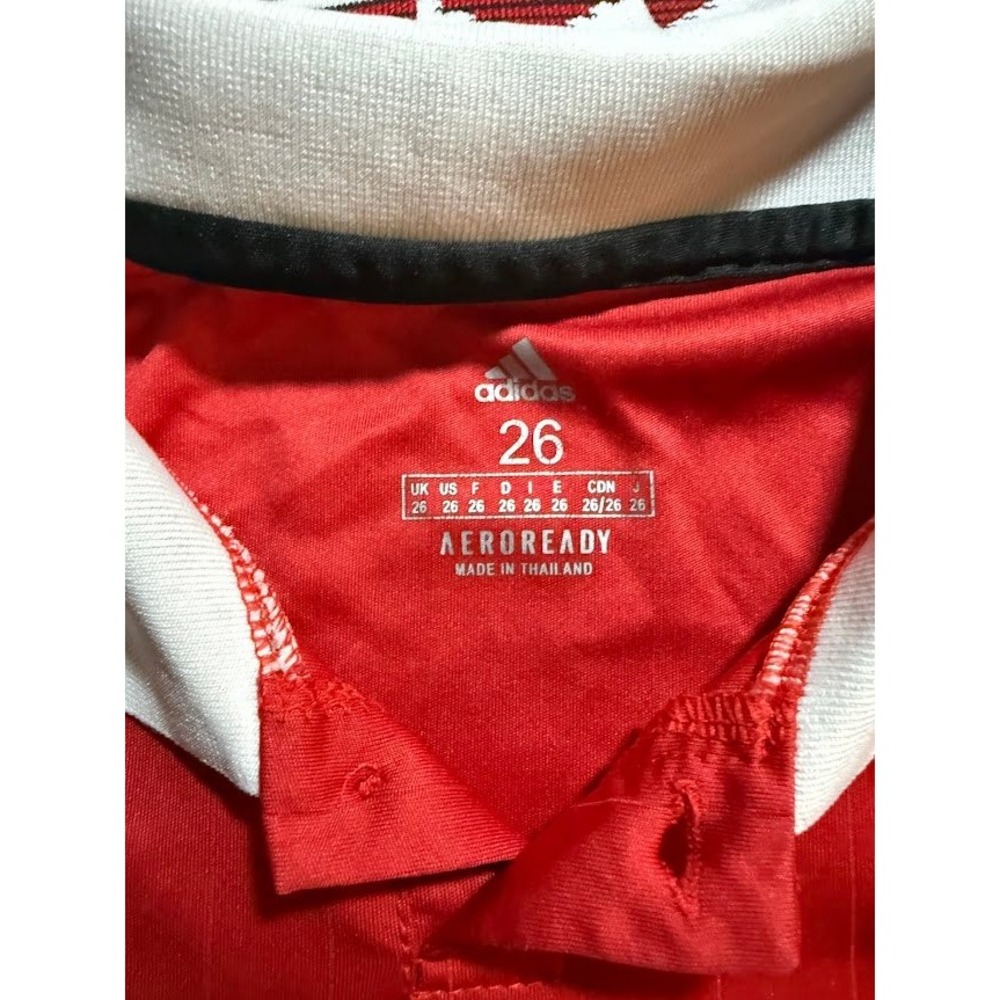 Adidas Manchester United Soccer Collared Jersey Boys 26 Red Short Sleeve - Picture 4 of 7